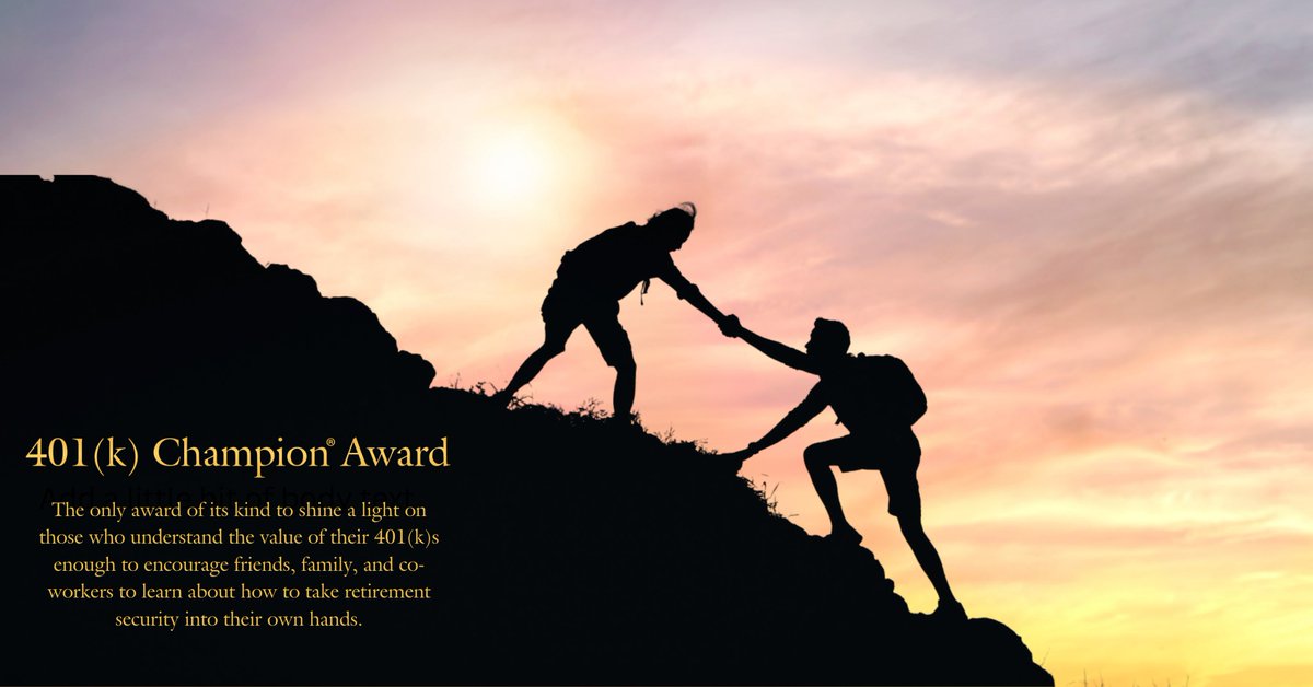 Do your fellow employees love their 401(k)s? Nominate them for the 401(k) Champion® Award. Find out more details at 401kchampion.com. The competition ends next month, so don’t wait! #401kchampion #companybenefits