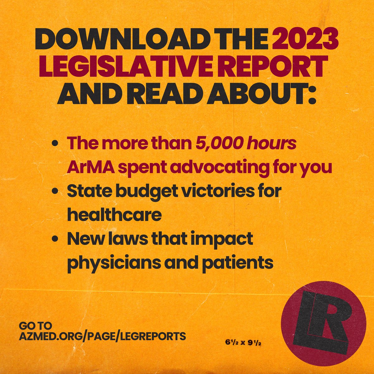 ArizonaMedicine's tweet photo. ArMA's most anticipated publication is officially out now! The 2023 Legislative Report summarizes the more than 5,000 hours ArMA spent advocating for healthcare in Arizona.

Together, we took major challenges in stride, but make no mistake: organized medicine was the only thing standing between you and many dangerous healthcare policies.
 
Download the Legislative Report today: https://t.co/fWqZoO3o7r

@AmerMedicalAssn