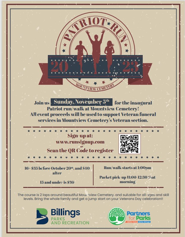 BillingsMT's tweet photo. A unique opportunity is coming up at #MountviewCemetery on Sunday, November 5th – a #5Krun and walk. Proceeds will go to assisting families with #Veteran burials. More here: https://t.co/qBTQsb5agI @BillingsParkRec #Billings #BillingsMT https://t.co/Bs6tC7tCCh