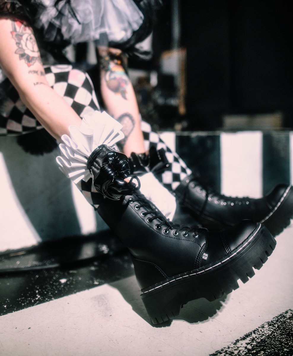 Get your creep on 🤡 The Black TUKskin™ 10-Eye Double Decker Boots