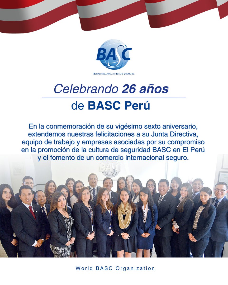 WorldBASCOrg's tweet photo. Felicitamos al Capítulo @basc_peru en la conmemoración de sus 26 años de constitución. 🙌🏻🇵🇪

#SomosBASC #BASCPerú https://t.co/pZrqm5xRyY