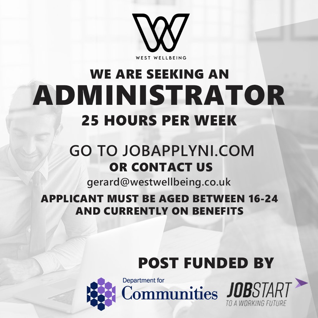 west_wellbeing's tweet photo. We are hiring! Through
#JobStart we are seeking to add to our team!

🖥️Administrator
🕑 25 hours

See flyer for details on how to apply. https://t.co/GCW9XGJKsQ