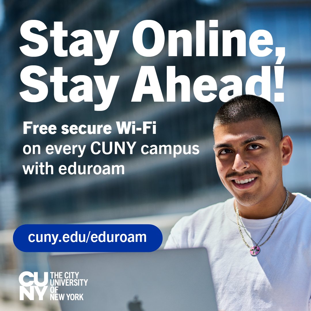 📶 Access free, secure Wi-Fi across all CUNY 25 campuses: ow.ly/As9f50PZTwt #Cuny #Nyc #BaruchCollege