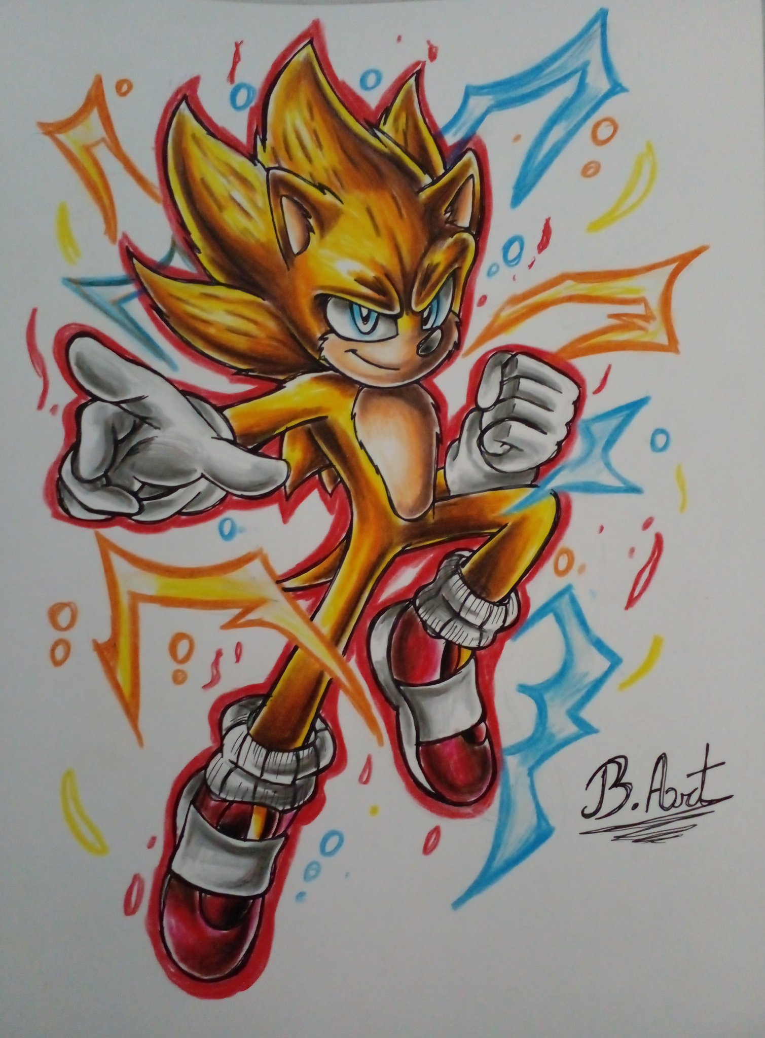 sonic the hedgehog, super sonic, and super sonic 2 (sonic and 1 more) drawn  by deaddark_xxiii