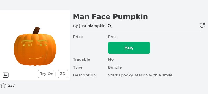 Man Face Pumpkin - Roblox