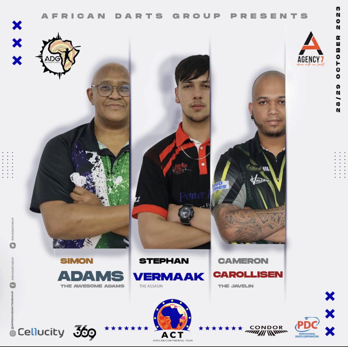 ACT takes place this weekend in Kimberley 🚀who are you guys most excited to see at the oche🔥 <a href="/devon_petersen/">Devon Petersen 369</a>  <a href="/Agency7Sa/">Agency 7</a>  <a href="/369Africa/">369dartsafrica</a>  <a href="/OfficialPDC/">PDC Darts</a>  #pdcdarts #adgdarts #africanwarrior