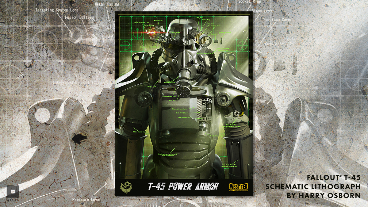 In celebration of 5 years of #Fallout76, we are proud to present a tribute to the iconic T-45 Power Armor. Art by <a href="/HarryOsbornArt/">Harry Osborn</a>.

gear.bethesda.net/products/fallo…