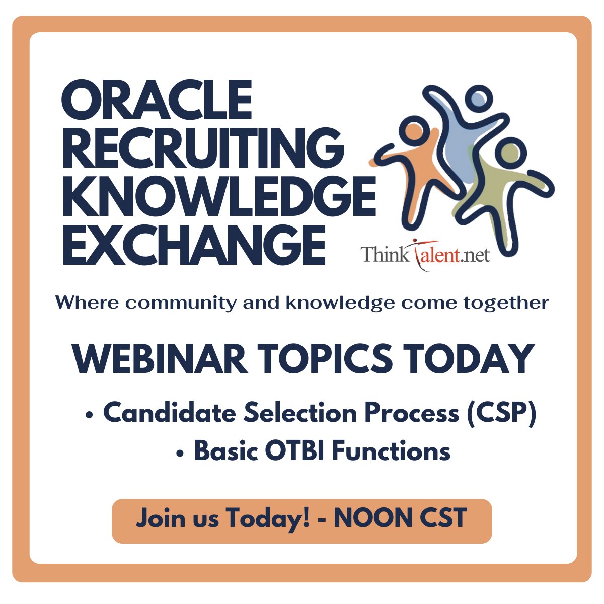 Going live now! We will cover Oracle Recruiting Candidate Selection Process and Basic OTBI Functions: crowdcast.io/c/amu6oy7rbk10