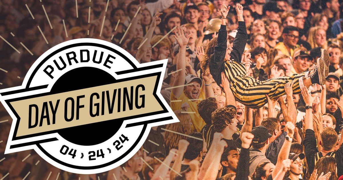 🎶 To your call, once more, we rally; alma mater hear our praise 🎶  

You know the words, and now you also know the date for next year’s #PurdueDayofGiving! Join us six months from today—April 24, 2024—as we rally to be part of something bigger than ourselves.