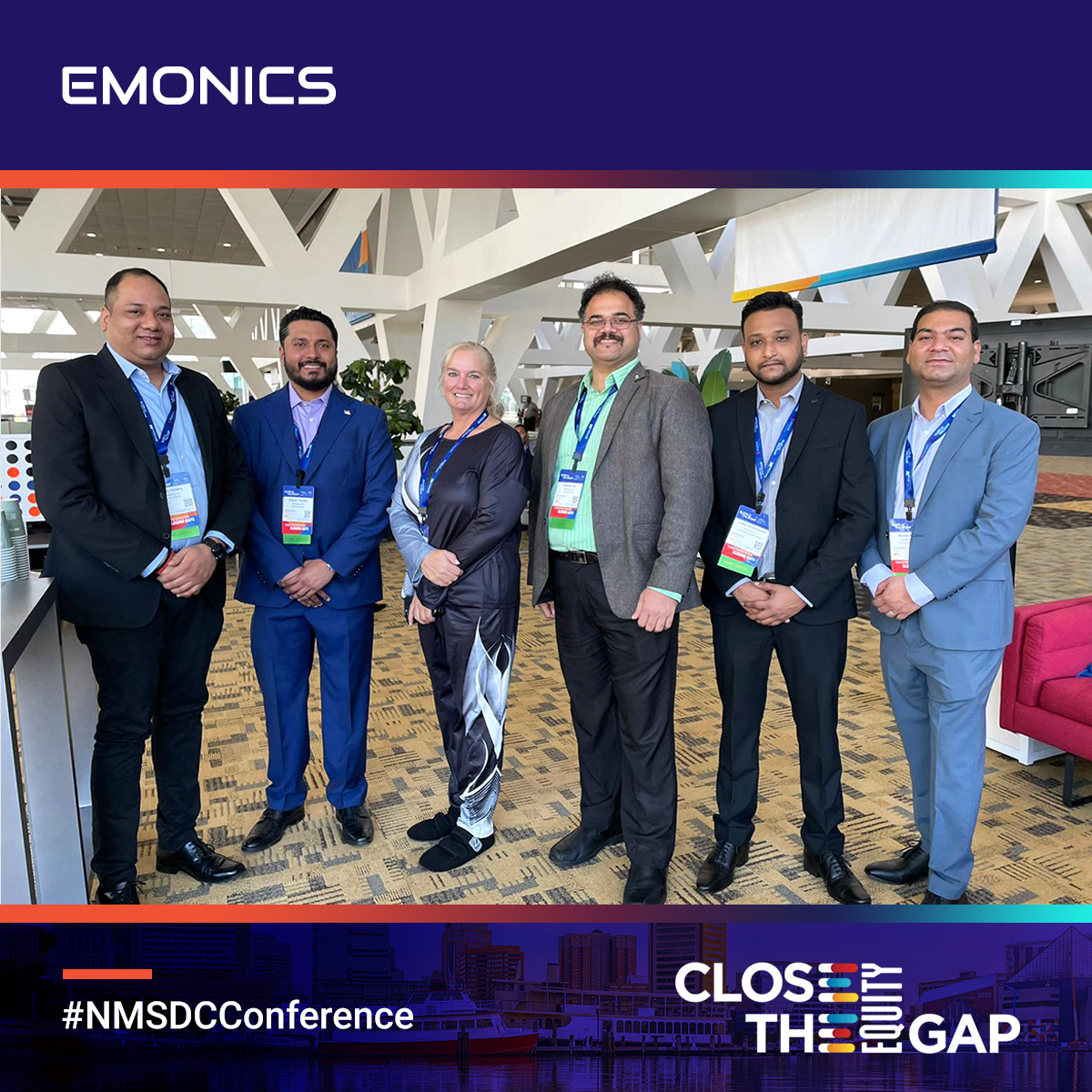 emonics_llc's tweet photo. Emonics LLC at NMSDC Conference: Bridging equity gap with staffing &amp; tech. Inspired by change strategies. Let's advance economic equality together.

#ClosingTheEquityGap #NMSDCConference #TheExchange #Baltimore #usstaffing #itstaffing #recruitment #emonics #emonicsllc #emonians https://t.co/NgQBryFTSq