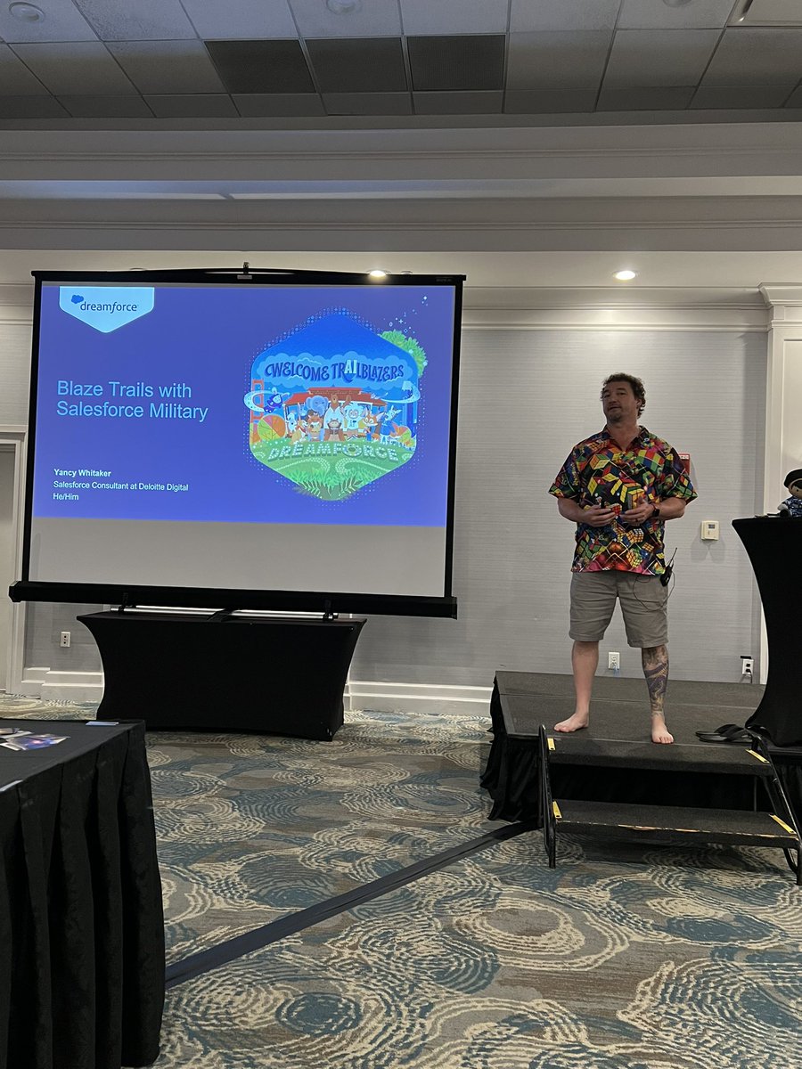 Larry_R_Lee's tweet photo. Heya #SaleforceOhana!!!
Happening now at #FLD23: Blazin' Trails with @SalesforceMil

Presented by: Yancy Whitaker, PMP 

#Merivet #NewMerivet #Merivis #VetForce #SalesforceMilitary https://t.co/yECwSH6JHO