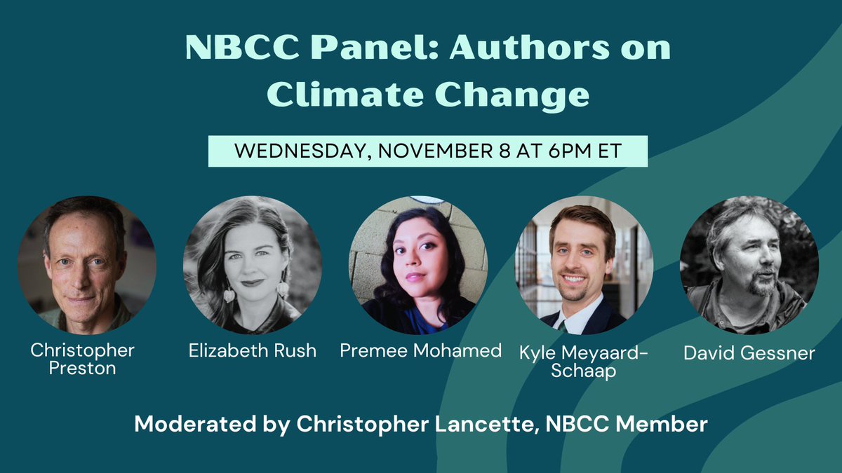 I can't wait to chat about climate change literature with this brilliant cast of characters for @bookcritics! Extra special thanks to @chrislancette for organizing. Please register here: us02web.zoom.us/webinar/regist….