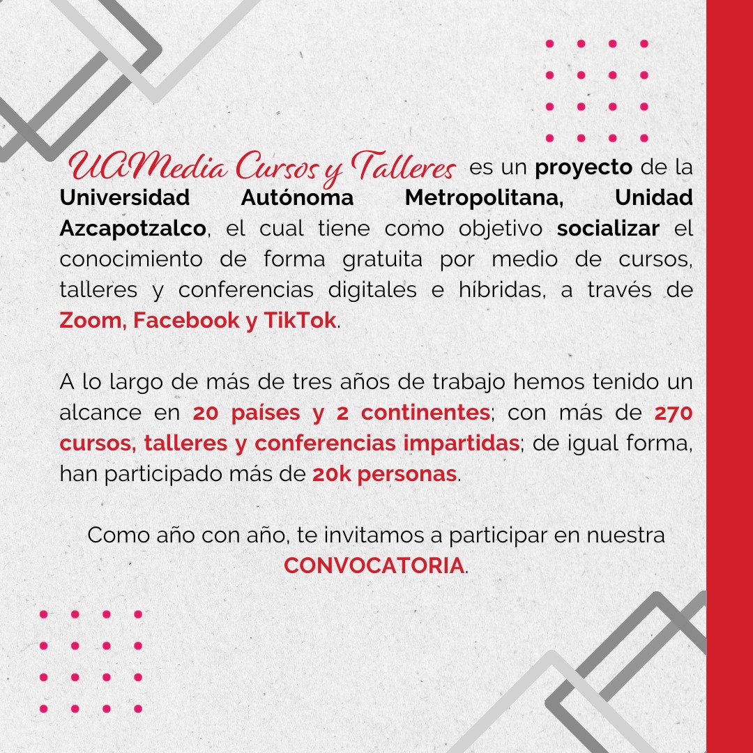 uamxoficial's tweet photo. #Pantera ¡Forma parte de la comunidad creativa! 🎨
La convocatoria estará vigente hasta el 8 de diciembre de 2023.
📧 Envía tus propuestas a uamedia@azc.uam.mx
@uamediadigital
#UAMedia #Cursos #Convocatorias #UAM #TalleresCreativos #ArteyCreatividad https://t.co/WO4zPOFGfm