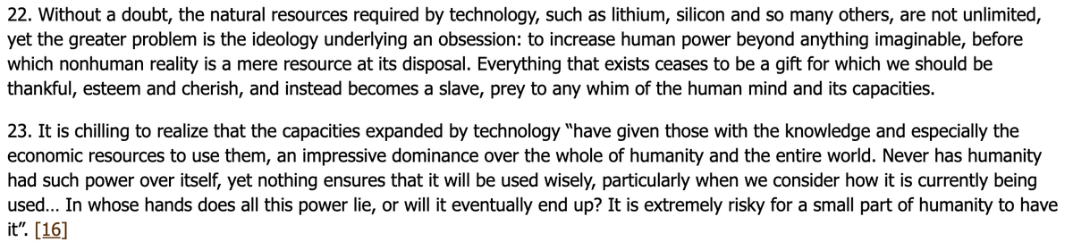 An excerpt from Pope Francis' latest encyclical Ladato Deum.