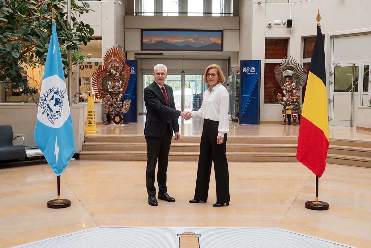 Today I welcomed Ine Van Wymersch, Belgium's National Drugs Commissioner, to INTERPOL where we discussed how to combat crime networks that operate on a global level. We are committed to supporting our member countries in the global fight against drug trafficking.