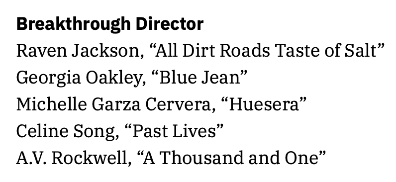 shotbymaria's tweet photo. seeing all female directors sweep the nominations for breakthrough director at the gotham awards did make my heart swell https://t.co/aFtK2u57mv