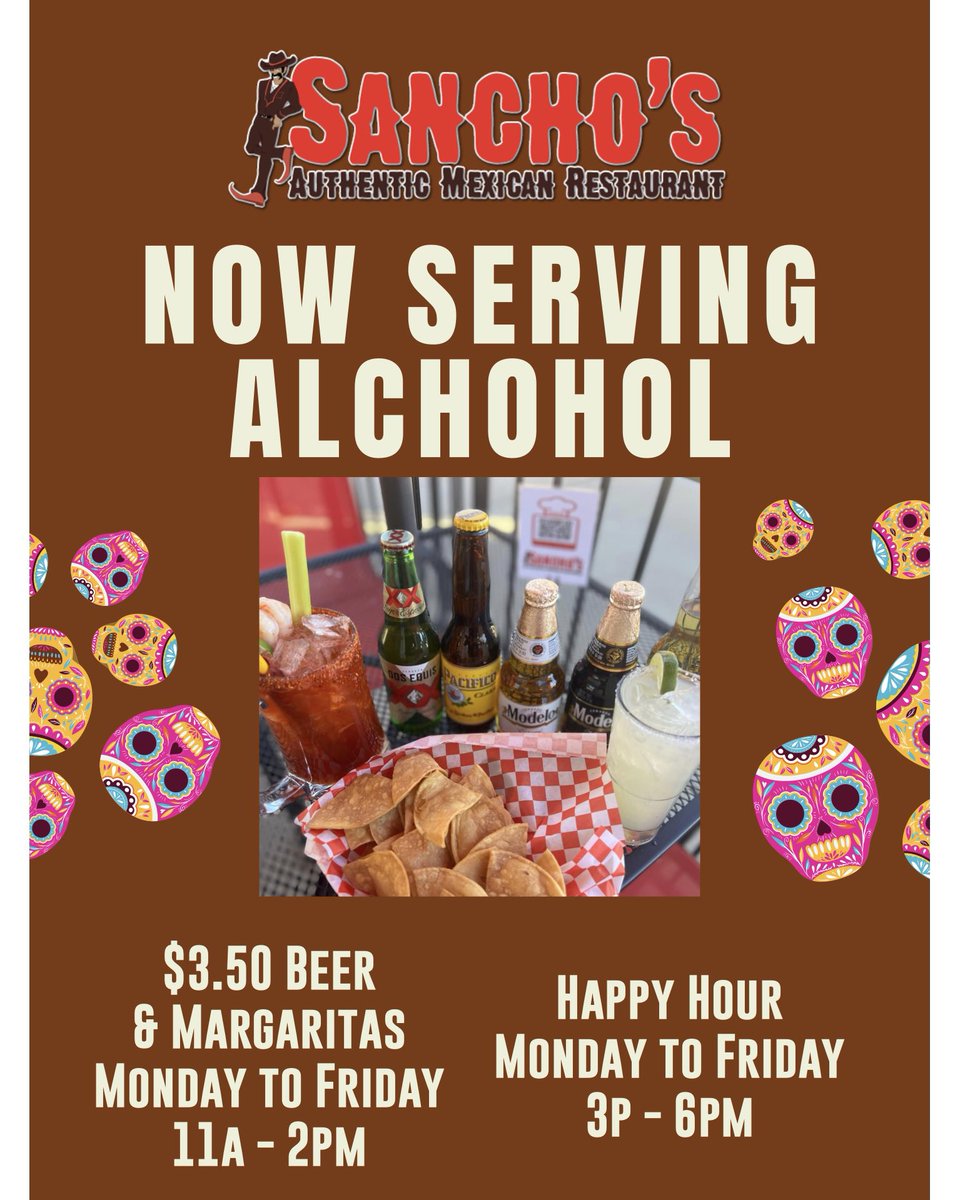 Our Liquor License has been renewed! Visit the Restaurant for our Margaritas and Michaladas! (21 years and Older)
