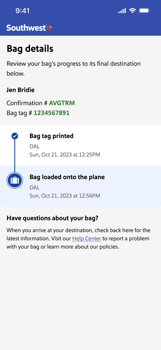 SouthwestAir's tweet photo. What's better than two free* checked bags? Free checked bags that you can track, of course. Introducing digital bag tracking! Now available on https://t.co/qJUDbsC3g0 and in the Southwest app. https://t.co/2T6q9tMIo8