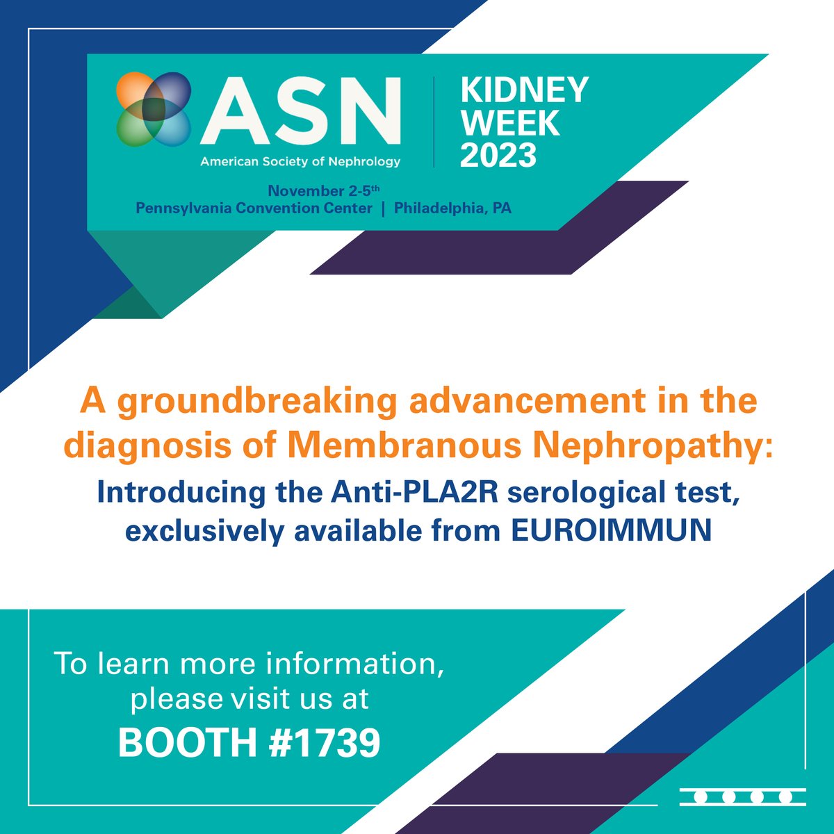 Exciting news! Catch us at ASN Kidney Week in Philadelphia, Nov 2nd-5th. Join us at booth# 1739 to learn more about how this advancement impacts the world of nephrology.

 #ASNKidneyWeek #InnovationInHealth #EUROIMMUNAtASN
