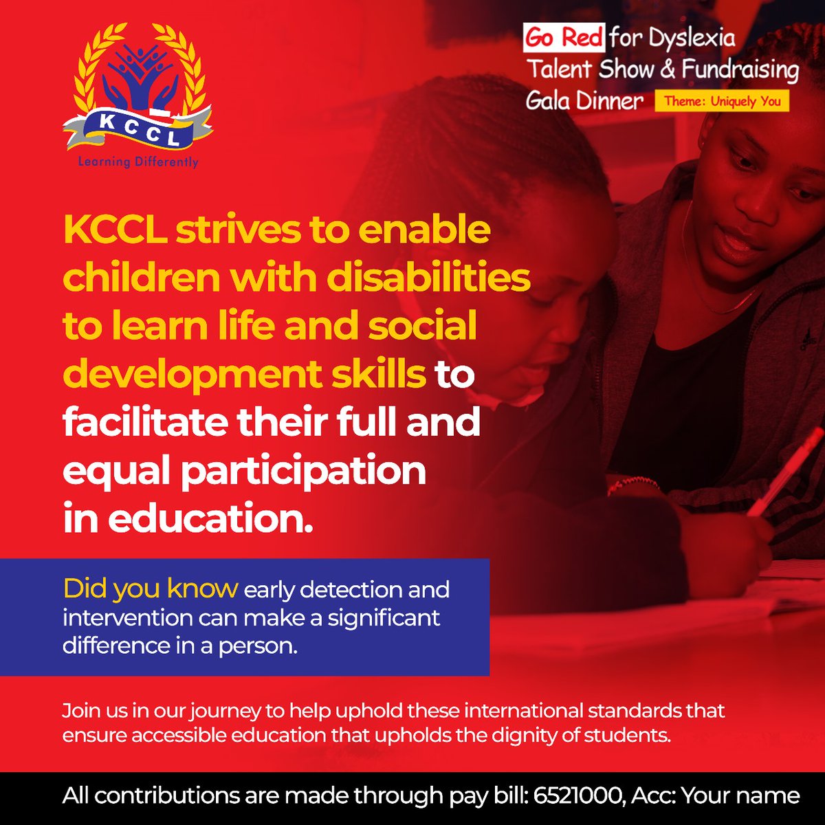 NiWainaina_'s tweet photo. .@KCCLkenya strives to enable children with disabilities to learn life and social development skills to facilitate and their full and equal participation in education.
Your donation can make a difference.
Paybill: 6521000
Acc: Your Name
#SupportKCCL https://t.co/yAp88EmhYL