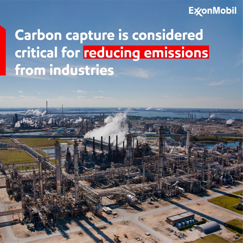 exxonmobil's tweet photo. Carbon capture is critical for reducing emissions from industries like steel and cement. Let's deploy it at a massive scale.