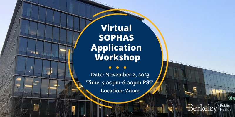 BerkeleyMPH's tweet image. Join us for our Virtual SOPHAS Application Worksho, to learn how to navigate the SOPHAS application process. Open to prospective graduate student and those exploring options in public health. 
Date: November 2, 2023
Time: 5:00pm-6:00pm PST 
Location: Zoom
docs.google.com/forms/d/e/1FAI…
