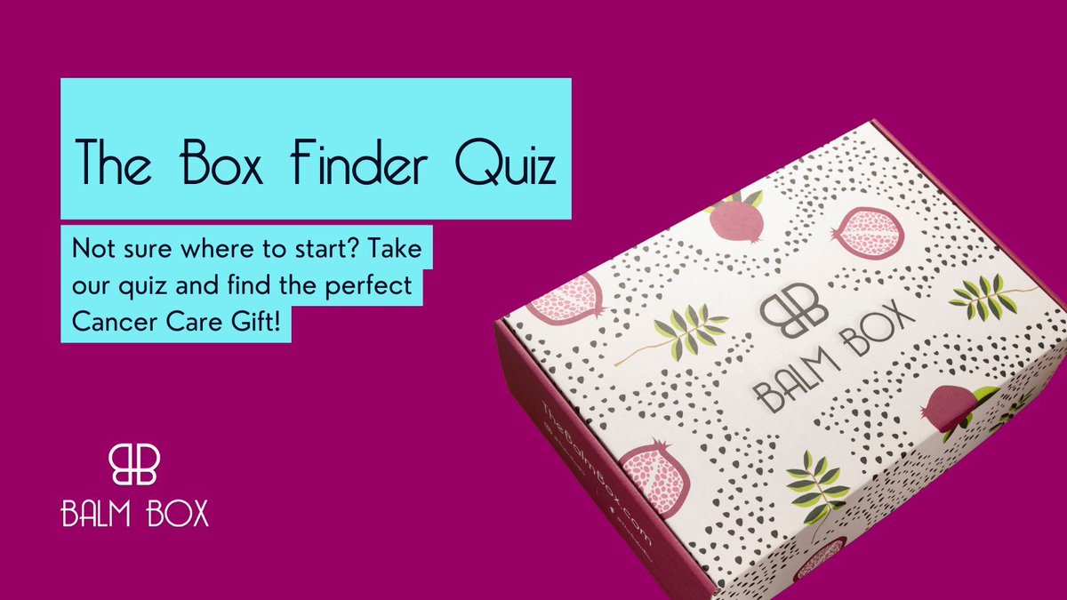 BoxBalm's tweet image. If you're not sure which box is best for your #CancerPatient, try out handy-dandy #BalmBoxFinder quiz. It takes less than 20 seconds - try it today!  

buff.ly/3rE2meX