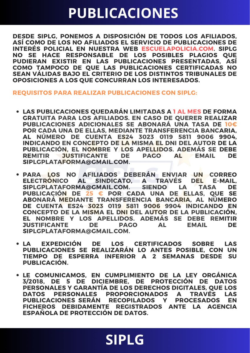 ¡𝙎𝙚𝙧𝙫𝙞𝙘𝙞𝙤 𝙙𝙚 𝙥𝙪𝙗𝙡𝙞𝙘𝙖𝙘𝙞𝙤𝙣𝙚𝙨 𝙙𝙚 𝙎𝙄𝙋𝙇𝙂!
Adjuntamos el documento de Publicaciones 📝, donde encontrarás información sobre cómo comenzar tu viaje en el mundo de las publicaciones.
💪🏻Juntos somos más fuertes 💪🏻
          𝙎𝙄𝙋𝙇𝙂, 𝙏𝙐 𝙎𝙄𝙉𝘿𝙄𝘾𝘼𝙏𝙊