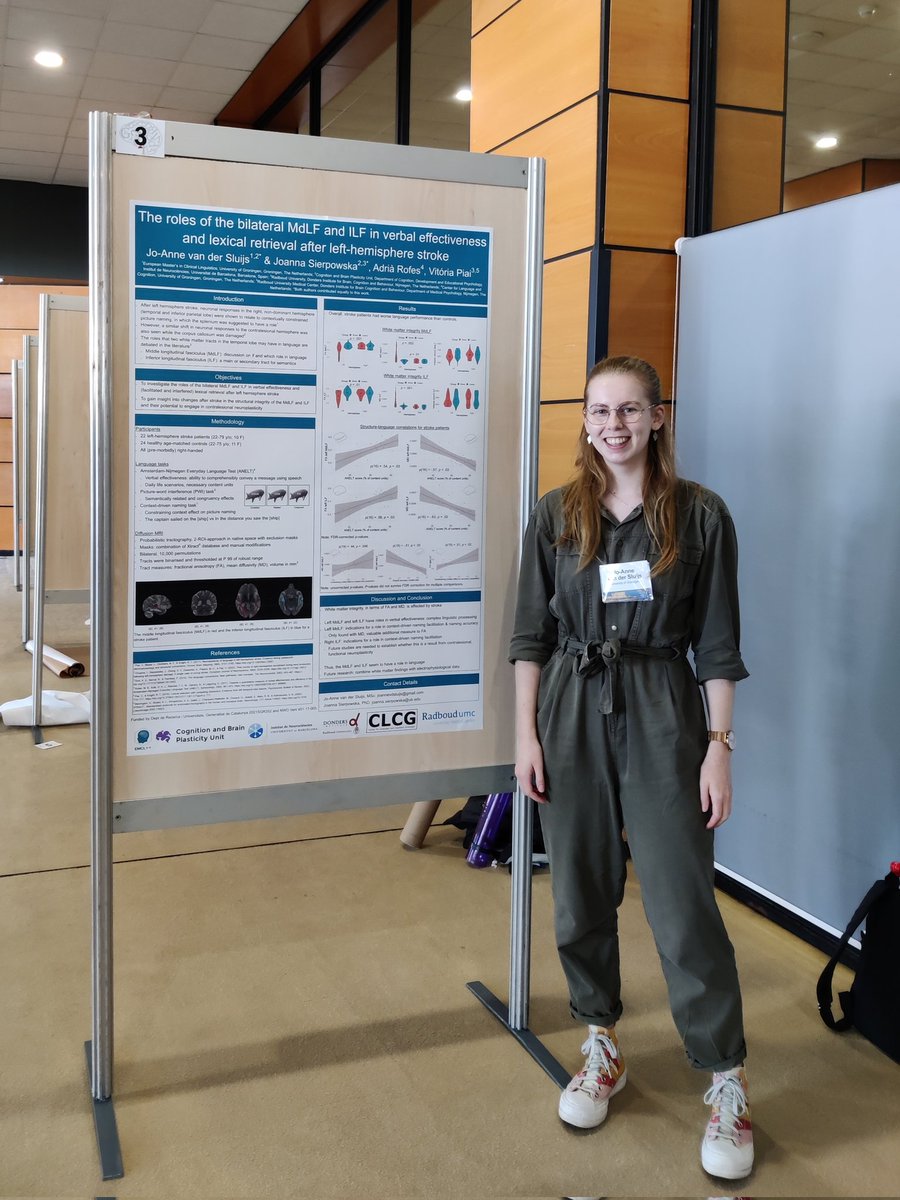 Jo-Anne van der Sluijs (@jhvandersluijs) on Twitter photo Today I presented my <a href="/emcl_eu/">EMCL</a> thesis work on white matter integrity and language after stroke at #SNL2023, it was a great experience hearing questions and feedback!
<a href="/ASierpowska/">Joanna Sierpowska (Asia)</a> <a href="/adrofes/">Adrià Rofes</a> <a href="/vipiai/">Vitoria Piai</a> Today I presented my <a href="/emcl_eu/">EMCL</a> thesis work on white matter integrity and language after stroke at #SNL2023, it was a great experience hearing questions and feedback!
<a href="/ASierpowska/">Joanna Sierpowska (Asia)</a> <a href="/adrofes/">Adrià Rofes</a> <a href="/vipiai/">Vitoria Piai</a>