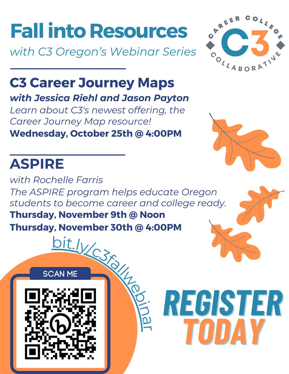 c3oregon's tweet photo. Next Fall Webinar in the C3 and Partner Series is about the new Journey Maps. Join C3 and Team Wednesday Oct. 25th-it is not too late to register: https://t.co/aEms5bWiMi https://t.co/qcoBOIxPF1
