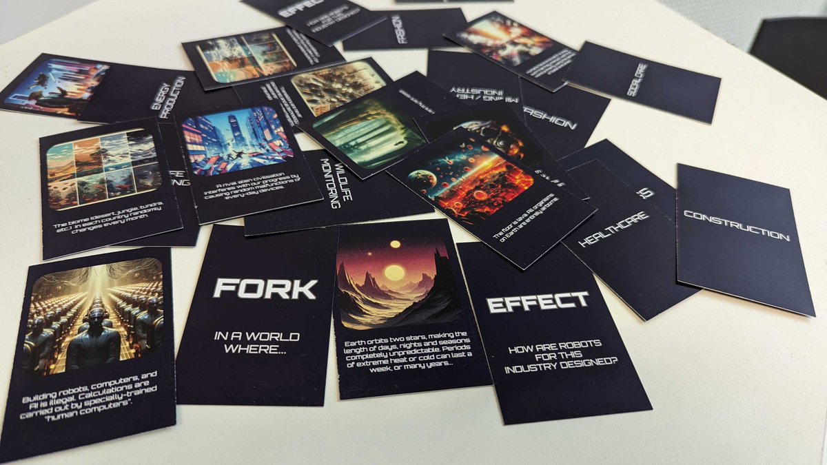 Maks Gepner (@maksgepner) on Twitter photo "(Re)designing the robotic tree of life"
✅ Round 1 of the "In a World..." card game we created with our colleagues at the Soft Systems Group!
Great fun this morning running the workshop with <a href="/JmackSixSix/">Jonah Mack</a> for the MSc/MA Design Informatics class developed by <a href="/RubyMResearch/">Ruby Marshall</a> "(Re)designing the robotic tree of life"
✅ Round 1 of the "In a World..." card game we created with our colleagues at the Soft Systems Group!
Great fun this morning running the workshop with <a href="/JmackSixSix/">Jonah Mack</a> for the MSc/MA Design Informatics class developed by <a href="/RubyMResearch/">Ruby Marshall</a>