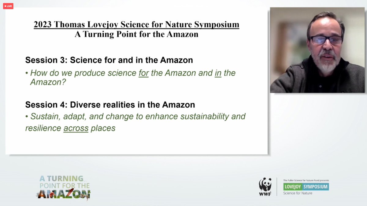 🔴 #LiveNow at #WWFLovejoy Symposium

We are listening to SPA Author Eduardo Brondizio, as he reflects on social-ecological change and governance challenges in the Amazon.

Join here:
worldwildlife.org/pages/lovejoy-…
#TheAmazonWeWant