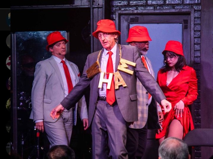 larrycedar's tweet photo. ....as rappin' Mitch McConnell and the song, FILIBUSTERS, with @jeffsumner  (Lindsey Graham), @ShorteDino  (Herman Cain), and @JanePapage70773 (Sarah Palin) from @44ObamaMusical  now playing at The Bourbon Room thru Nov. 18th. For tix and info go to: https://t.co/9RCQSWdxFq https://t.co/DTZafCXgaH