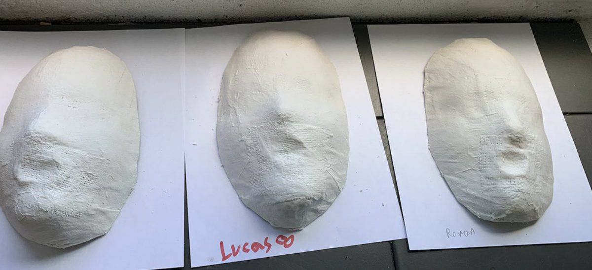 We worked together, trusting our partners to create masks. When they dry, we will be painting them!
Art can tell you a lot about how someone is feeling and how they perceive themselves in the world. Art therapy has been used for many years to help people express themselves.