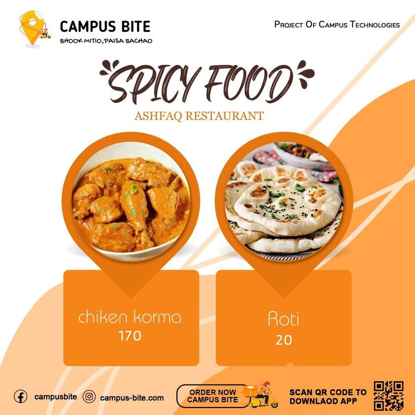 CampusBite's tweet photo. Try new taste of Ashfaq Resturent.
Use Campus Bite.
#FoodDelivery #StudentLife #CampusEats #FoodApp #HungryStudents #LateNightMunchies #CollegeLife #AffordableEats #FoodForStudents #DownloadNow #CampusFoodie #TastyTreats #FoodDelivery #CampusFood #FoodApp #CampusEats #OrderFood https://t.co/HbRbY18vL7
