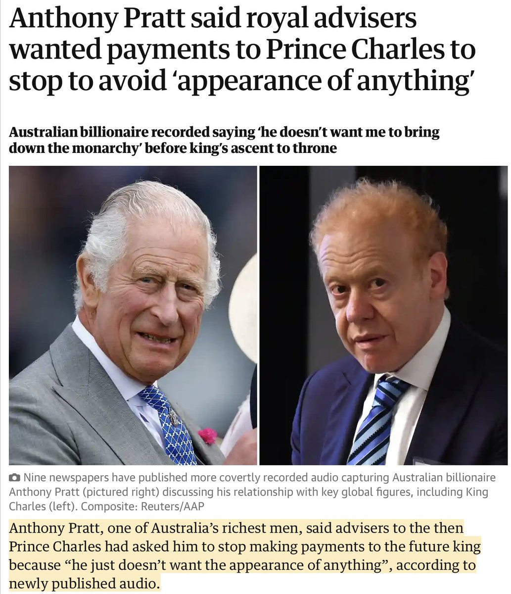 The Australian Billionaire who Trump spilled nuclear secrets to made regular payments to Prince Charles til he was asked to stop just before Charles became King to avoid any impropriety. Hope Jack's DOJ team looks into whether Trump got any payments other than Mar-a-Lago dues.