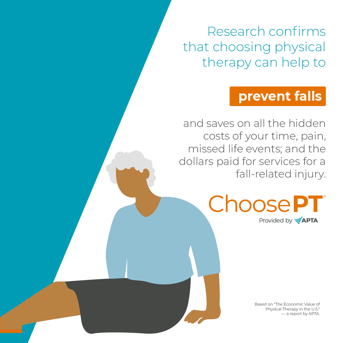 Physical therapy to prevent falls helps you increase strength, balance, and overall walking ability, avoid the increased risk of fractures, and more. Learn more: loom.ly/aBdXMxo 

#ValueOfPT #ChoosePT