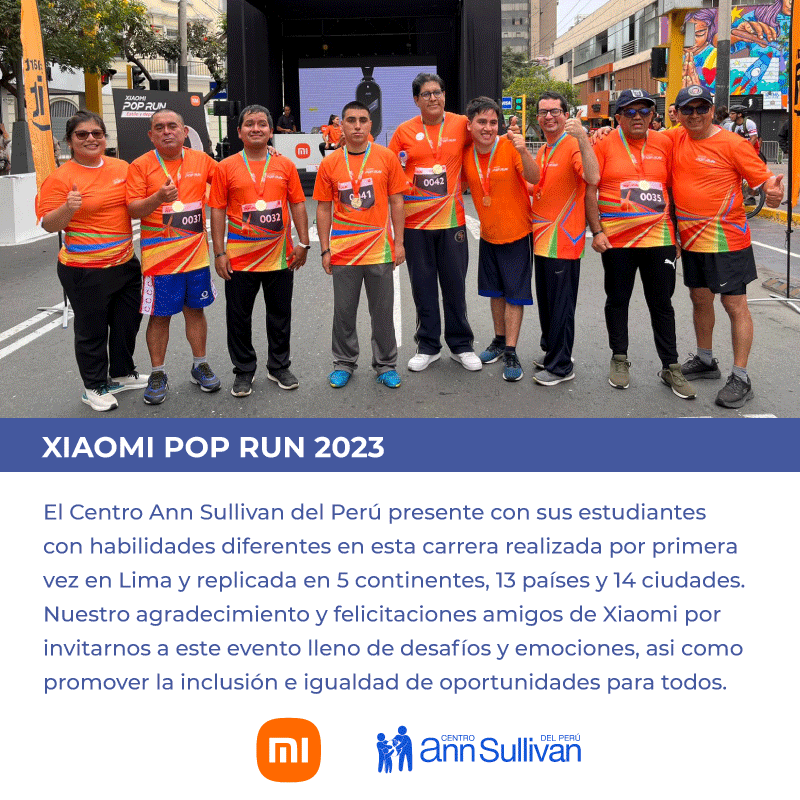 annsullivanperu's tweet photo. El Centro Ann Sullivan del Perú presente en el "Xiaomi Pop RUna 2023" Felicitaciones a nuestros estudiantes que lograron completar los tramos de 3 y 5 kilometros respectivamente. ¡Juntos hacemos posible, lo imposible!
#CentroAnnSullivanDelPeru #CASP #XiaomiPopRun2023 https://t.co/QiEc5742ej