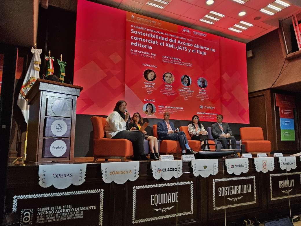 Redalyc's tweet photo. PANEL
“Sostenibilidad del Acceso Abierto no comercial: el XML-JATS y el flujo editorial”
Participa: @Redalyc, @MilTechCourier , Oficina de Publicaciones Académicas y Científicas, @UNAM_MX
Moderadora: María Constanza Aguilar Bustamante.
#CumbreAADiamante #SummitOADiamond https://t.co/hmdGSEZx72