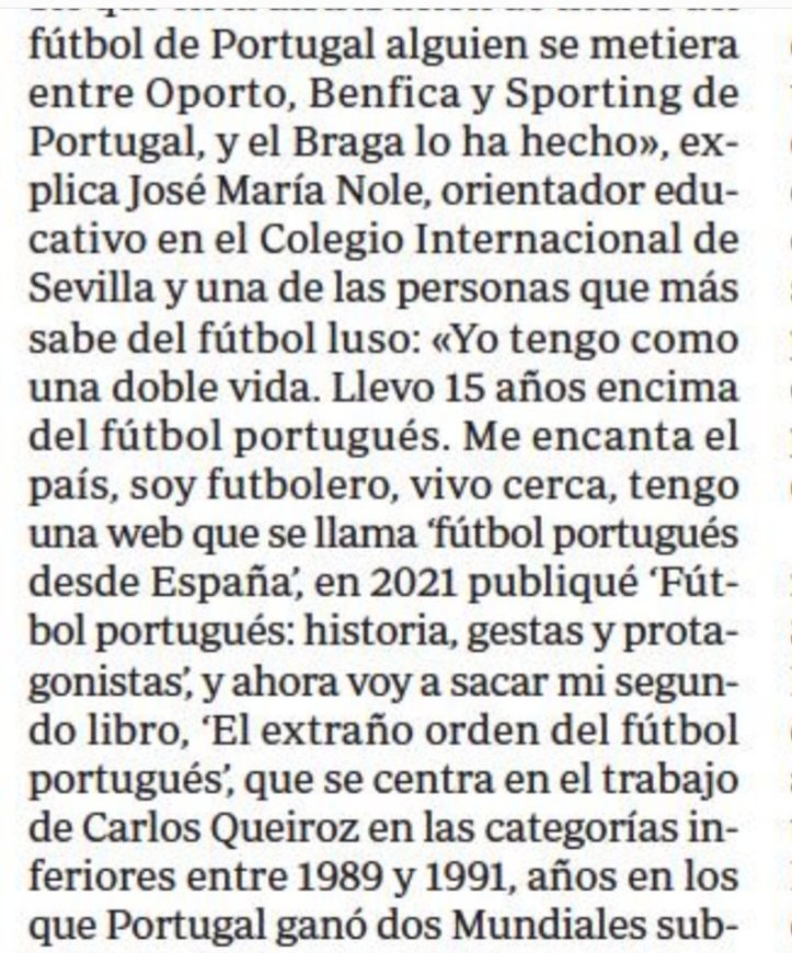 josemgarcianole's tweet photo. Los diferentes ámbitos profesionales en los que me desarrollo raramente aparecen en la misma publicación. 

Hoy ha sido diferente en mi colaboración con Rubén Cañizares para el @abc_es hablando de SC de Braga. https://t.co/nCnrDdE8Zc