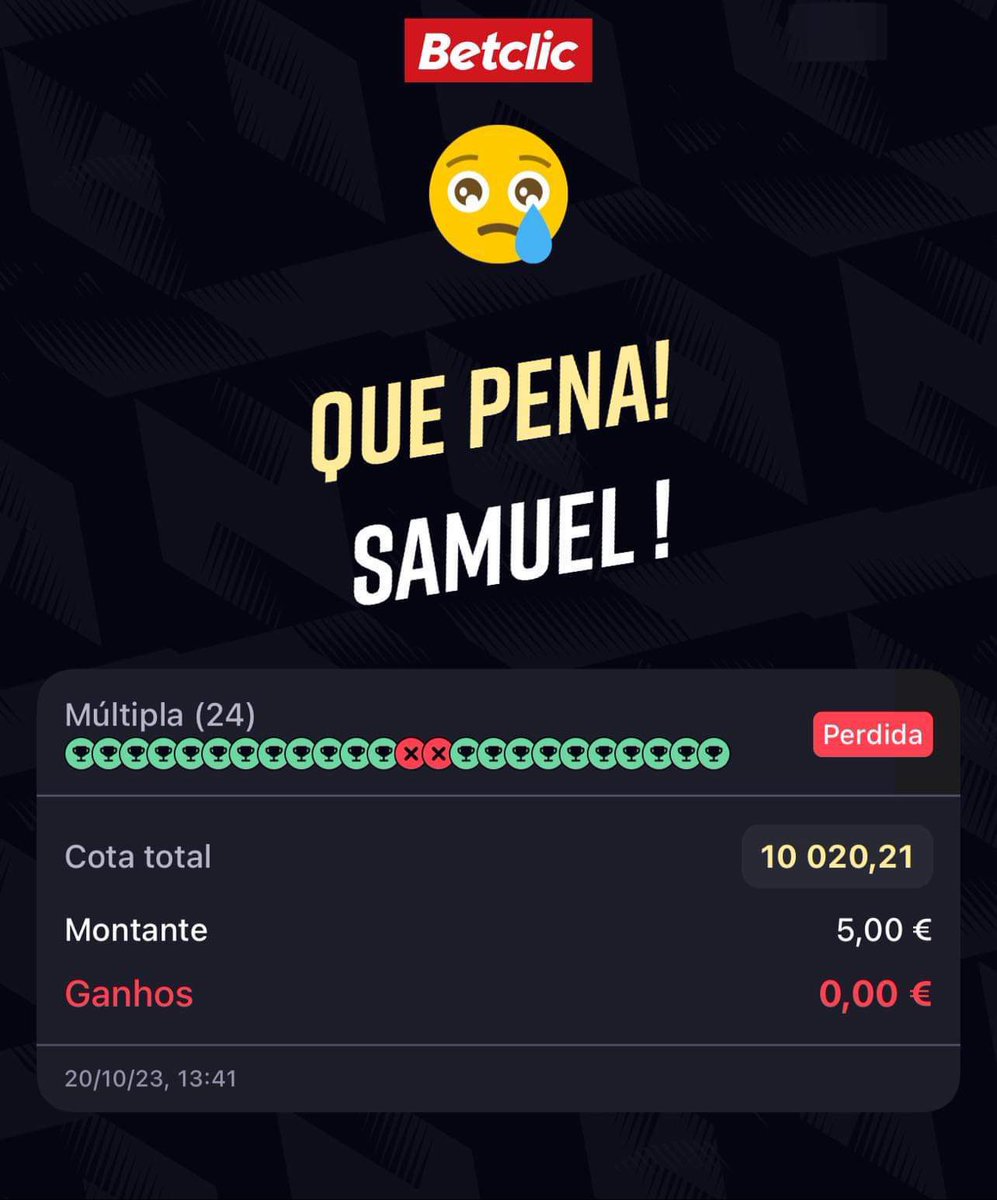 samfariasf's tweet photo. @realmadrid @Arsenal @BetclicPortugal a dream bet, you guys could have got the win last weekend 😢 https://t.co/iOoAKm4V5s