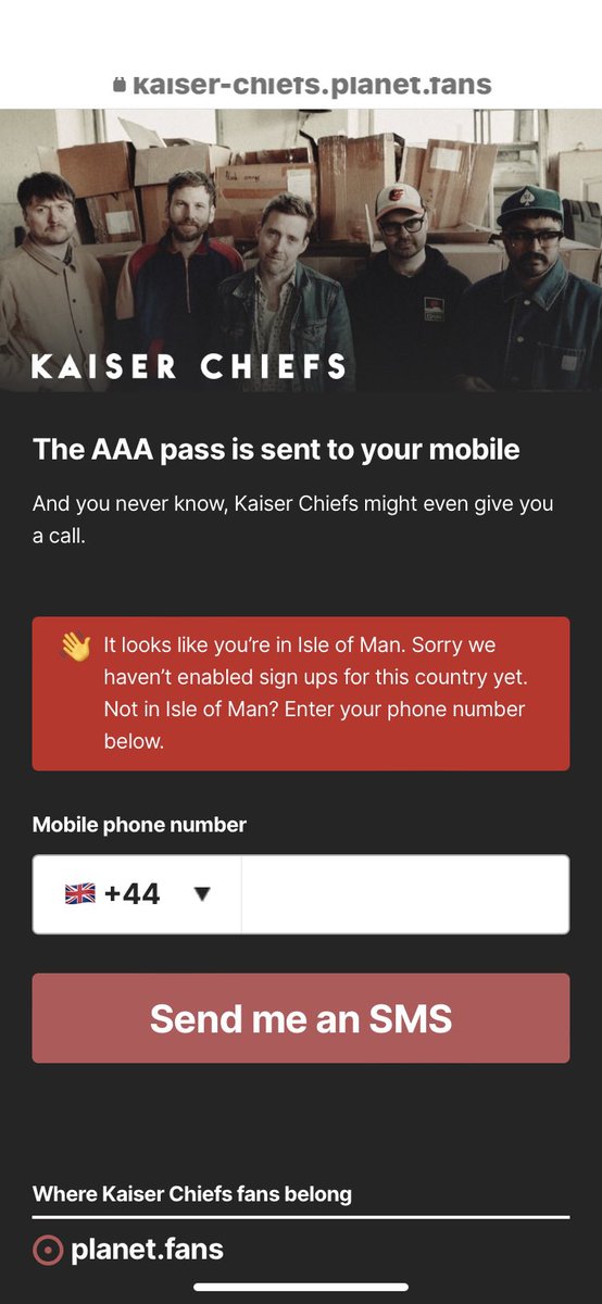 abibaker13's tweet photo. @KaiserChiefs @Rickontour I’ve tried signing up but got this message 😭😭 https://t.co/pHluTUUOrN