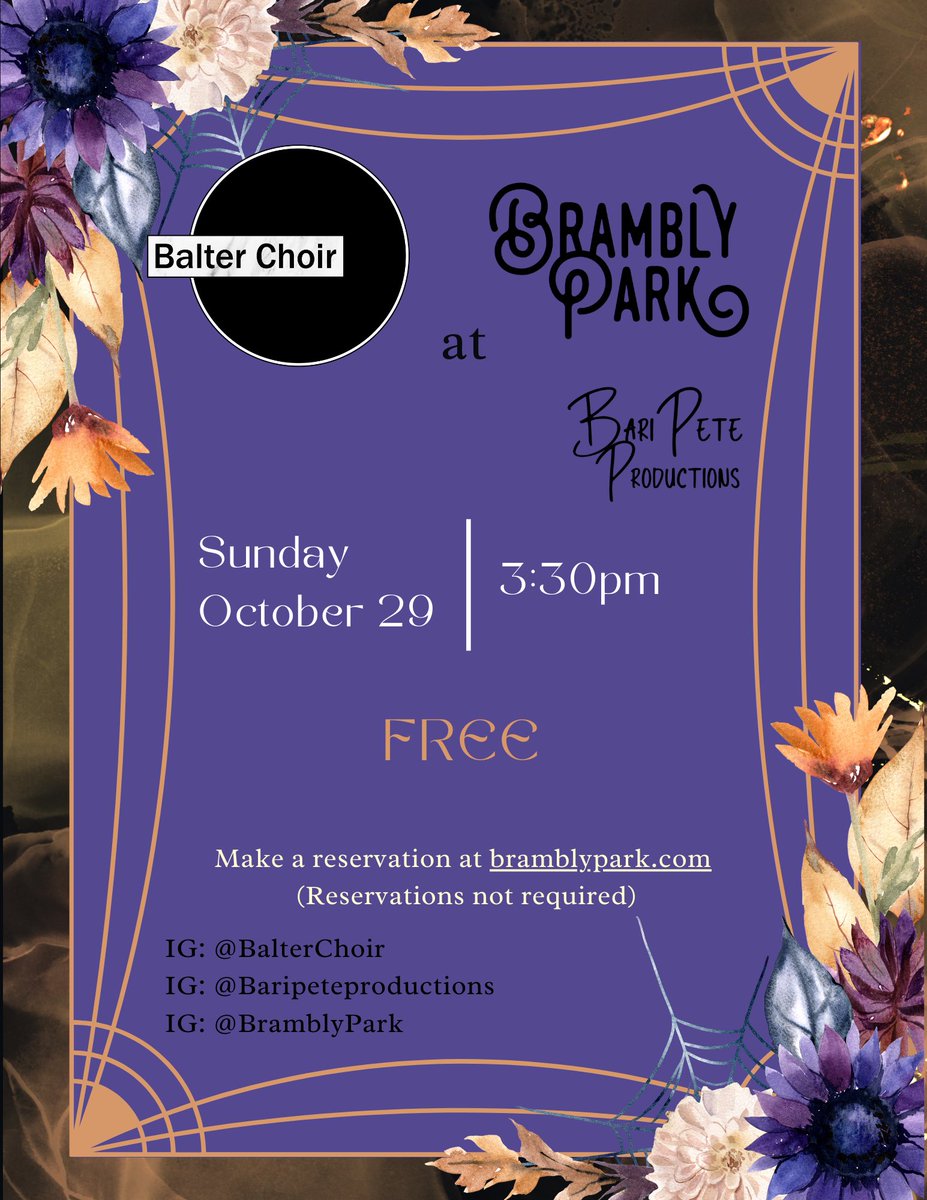 BalterChoir's tweet photo. Balter Choir at Brambly Park Sunday 10/29 at 3:30 👻🪦🎃

#rva #richmond #livemusic https://t.co/AfdZKbL7br