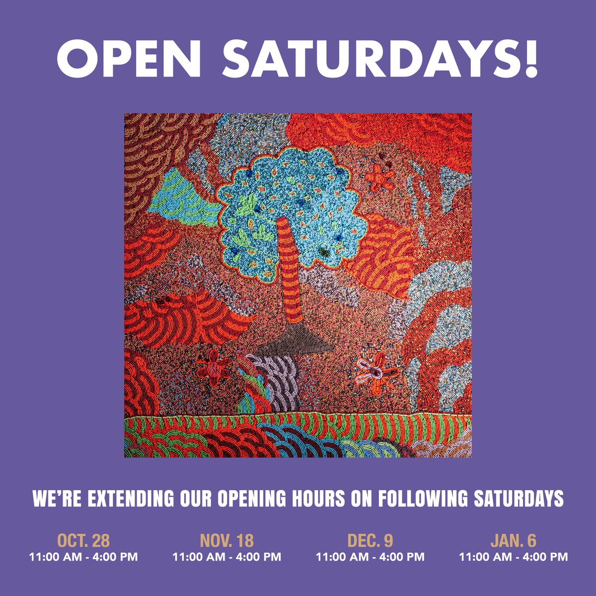 🎨✨Exciting News! Extra Weekend Openings at the Gallery! Can only make it on weekends? We've got you covered! Due to popular demand for our must-see exhibition, 'UBUHLE WOMEN: Beadwork and the Art of Independence,' we're extending our opening hours on Saturdays just for you!