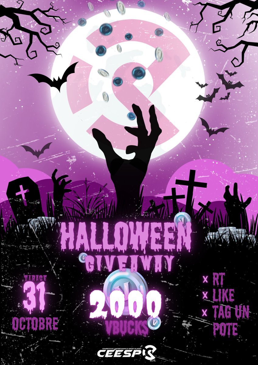 CEESP Gaming (@ceespgaming) on Twitter photo 🎁🎁. GIVEWAY. 🎁🎁
Pour célébrer Halloween 👻 🎃 et récompenser la commu, on a sucer le sang du trésorier.
Nous vous proposons un giveaway de #2000 vbucks!!
Conditions :
☝️follow <a href="/CeespGaming/">CEESP Gaming</a>
🤘like
🤟 @ ton pote qui n’a pas besoin de se déguiser pour Halloween vu son flow 🎁🎁. GIVEWAY. 🎁🎁
Pour célébrer Halloween 👻 🎃 et récompenser la commu, on a sucer le sang du trésorier.
Nous vous proposons un giveaway de #2000 vbucks!!
Conditions :
☝️follow <a href="/CeespGaming/">CEESP Gaming</a>
🤘like
🤟 @ ton pote qui n’a pas besoin de se déguiser pour Halloween vu son flow