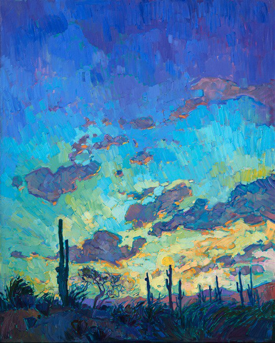 'Arizona Dusk' by US contemporary landscape painter Erin Hanson #WomensArt