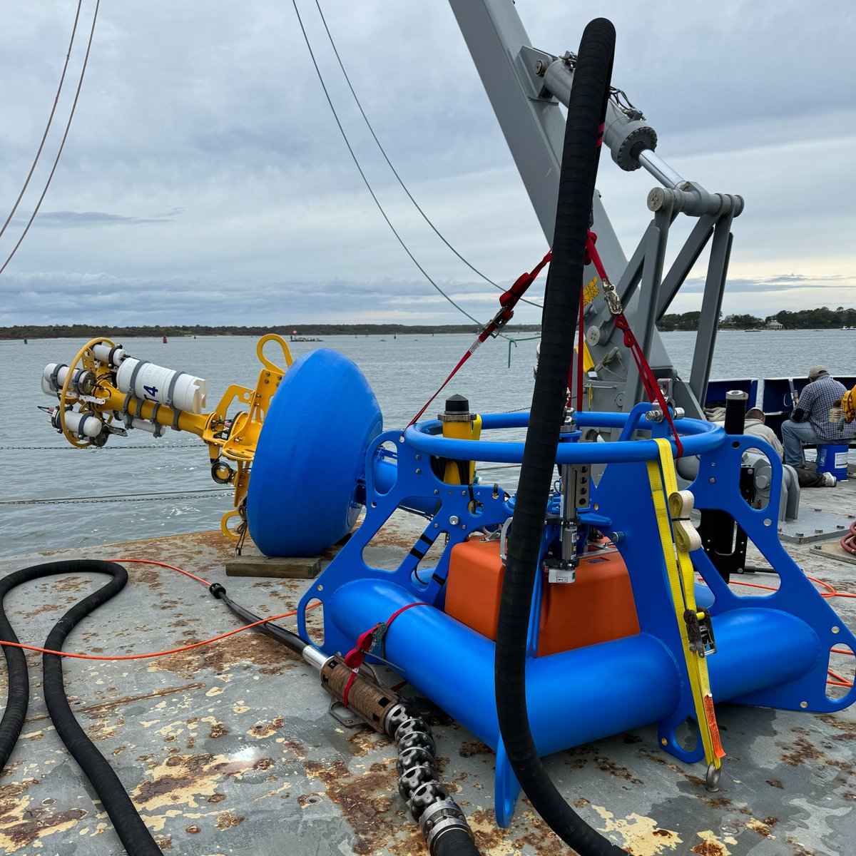 Shallow Water Mooring has been loaded on <a href="/rv_neil/">R/V Neil Armstrong</a> &amp; fully integrated, meaning the buoy, riser, multi-function node, &amp; profiling vehicle are operating, &amp; transmitting test data. The system will operate until departure to ensure its readiness for deployment. <a href="/NSF/">U.S. National Science Foundation</a>, #nsffunded, <a href="/WHOI/">Woods Hole Oceanographic Institution (WHOI)</a>