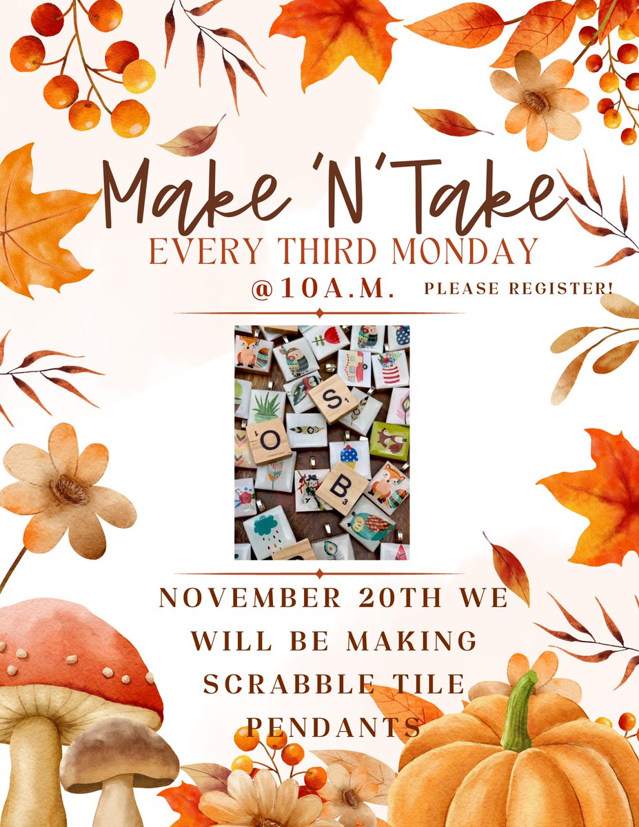 If you are interested in #MakeAndTake please register by November 15th!