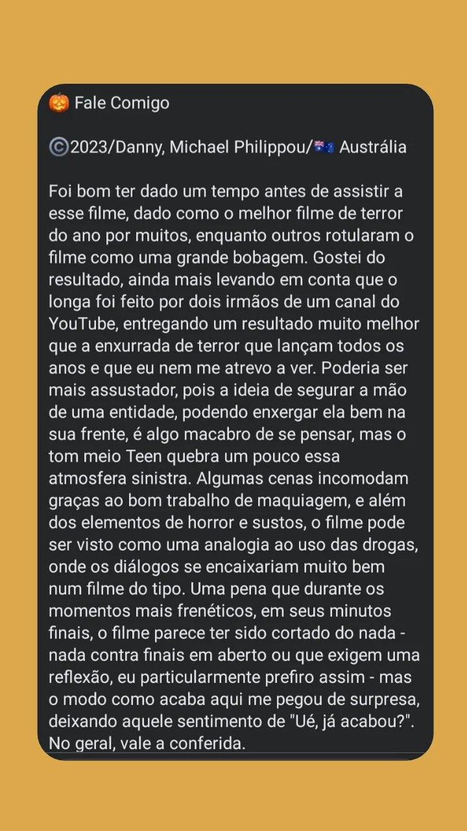 MayconGuedes13's tweet photo. 🎃 Fale Comigo (2023)
#falecomigo #A24 #terror #horror #spookymonth #filme #cinema https://t.co/K7BNCrAPtl