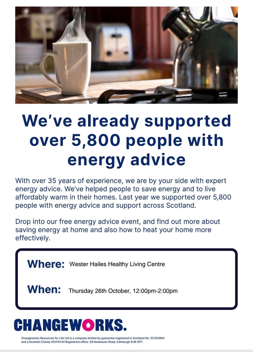 TheHealthAgency's tweet photo. The lovely people from @ChangeworksUK will be coming along to The Healthy Living Centre Cafe between 12pm and 2pm on Thursday 26th October, when the Garden Kitchen 🌺Lunch 🥣 is on to provide free energy advice! https://t.co/iYicJ43dLu
